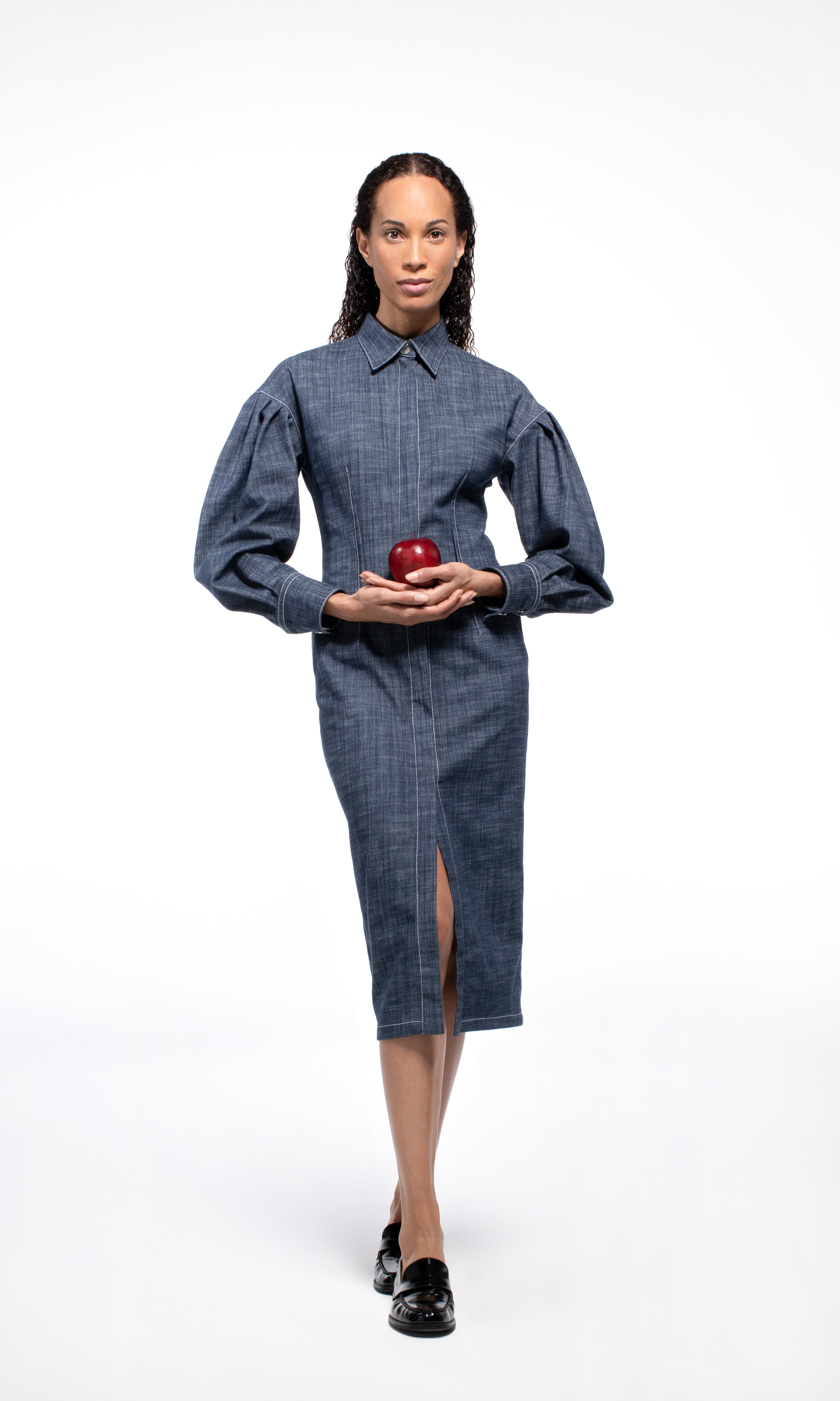 Sara Battaglia Longuette denim dress